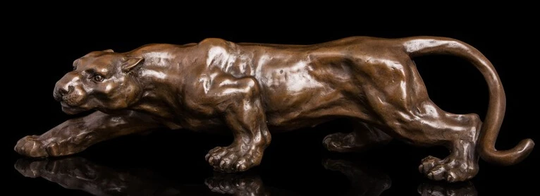 

Copper Brass crafts ation Asian Hand Made Of Bronze sculpture of the Panther Cheetah Bronze statue Home decoration Arts of metal