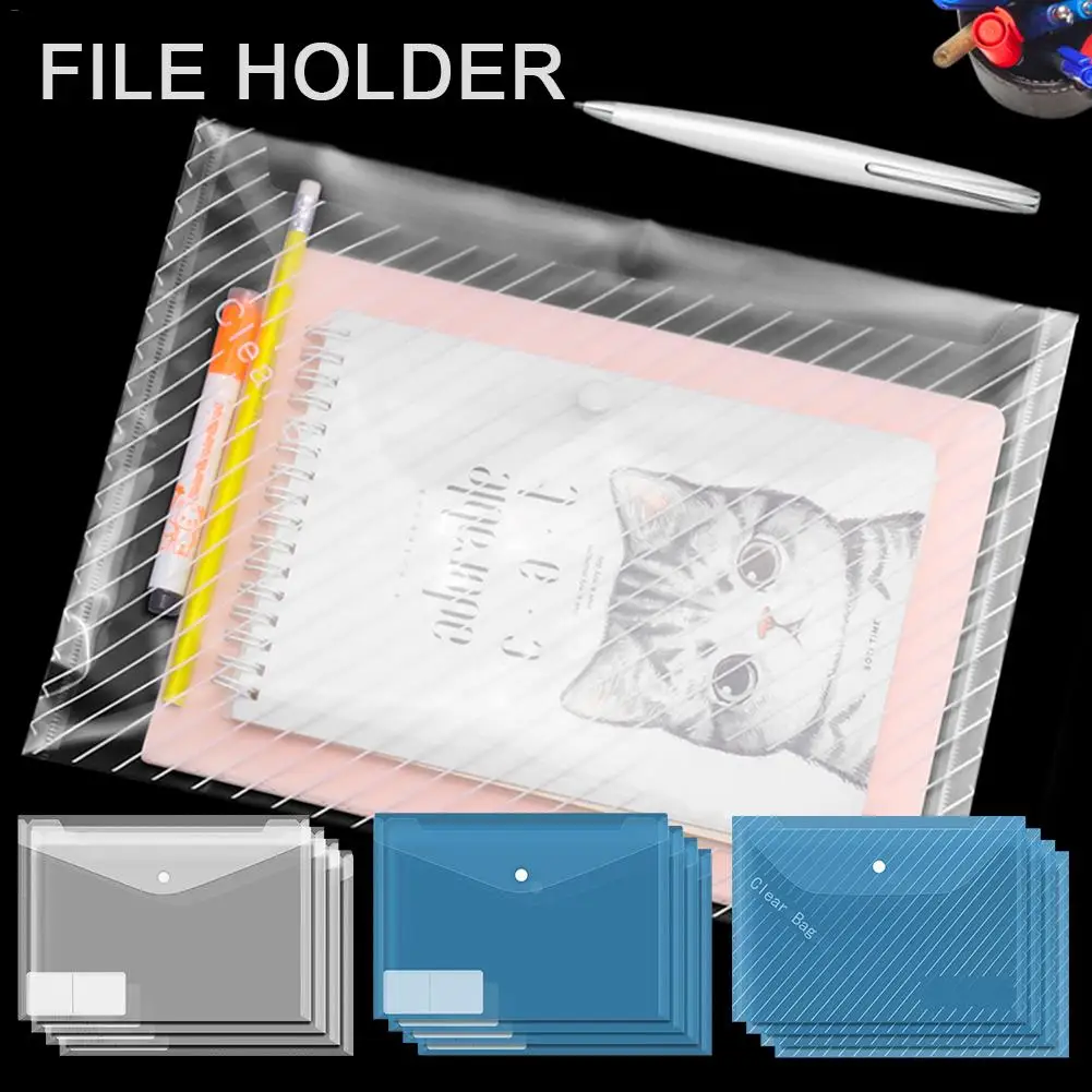 

A4 Transparent File Bag Envelope Folder PP Tear Resistant Waterproof Snap Closure Document Security Storage Bag