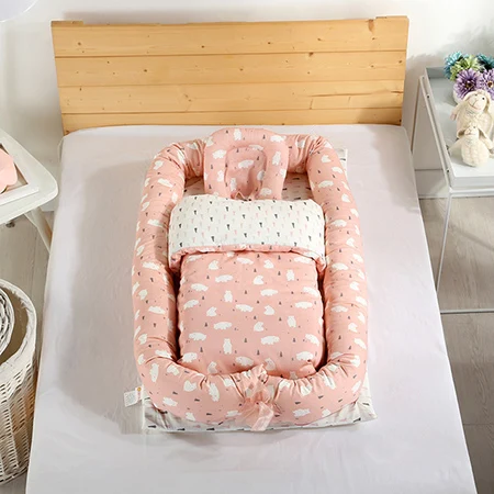 Polar Bear 3PCS Детские кроватки для сна, портативная моющаяся дорожная Изолированная кровать с одеялом для От 0 до 3 лет детей - Цвет: Polar Bear 3PCS