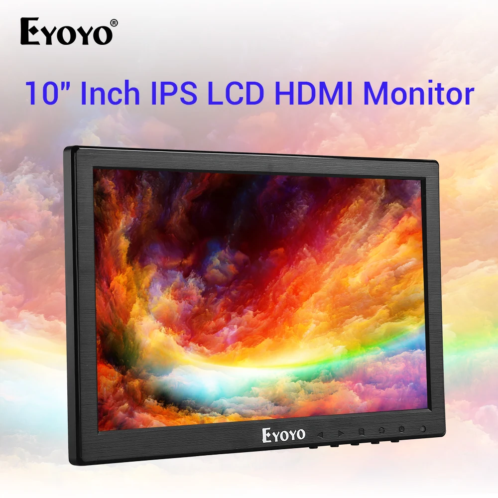 Монитор заднего вида Eyoyo автомобильный 10-дюймовый IPS LCD монитор 1280x800 с HDMI VGA BNC AV для