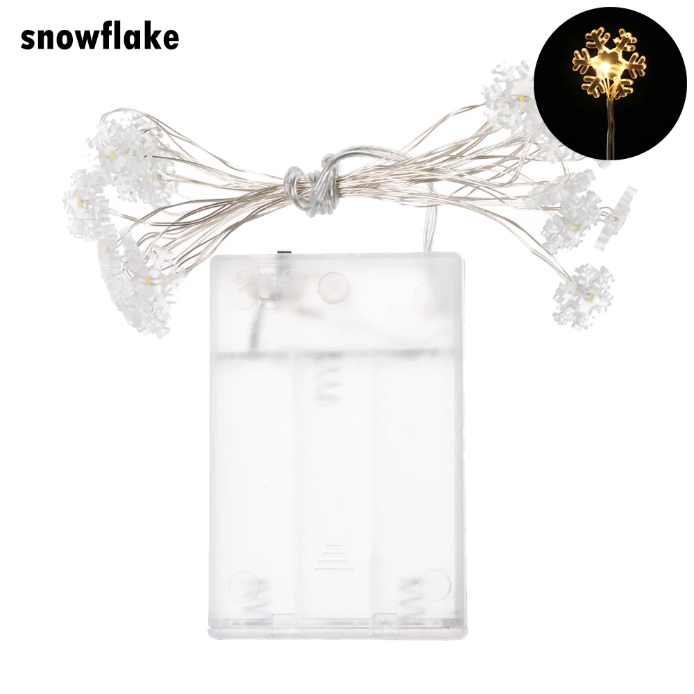 snowflake 2 м 20 светильник s, Рождественское украшение, олень, снеговик, пентаграмма, маленькая тростниковая Рождественская елка, светодиодный Сказочный светильник для занавесок, Свадебный декор - Испускаемый цвет: snowflake