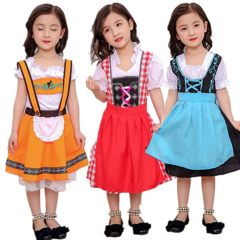 Немецкий костюм Октоберфеста для девочек Dirndl Heidi; маскарадный костюм для детей; нарядное платье служанки для Хэллоуин; фантазийное праздничное платье; одежда