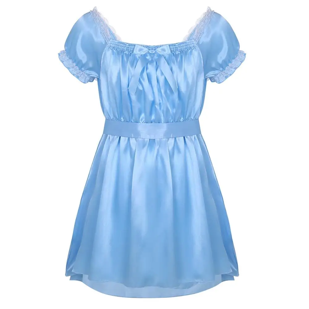 Blue Платье для переодевания, мужское нижнее белье для секса, сексуальное нижнее белье, блестящее сексуальное нижнее белье, сексуальное экзотическое платье, костюм Babydoll - Цвет: Blue