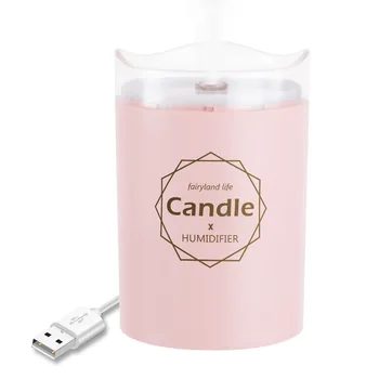

300ML Ultrasonic Air Humidifier Candle Romantic Soft Light USB Essential Oil Diffuser Car Purifier Aroma Anion Mist Maker