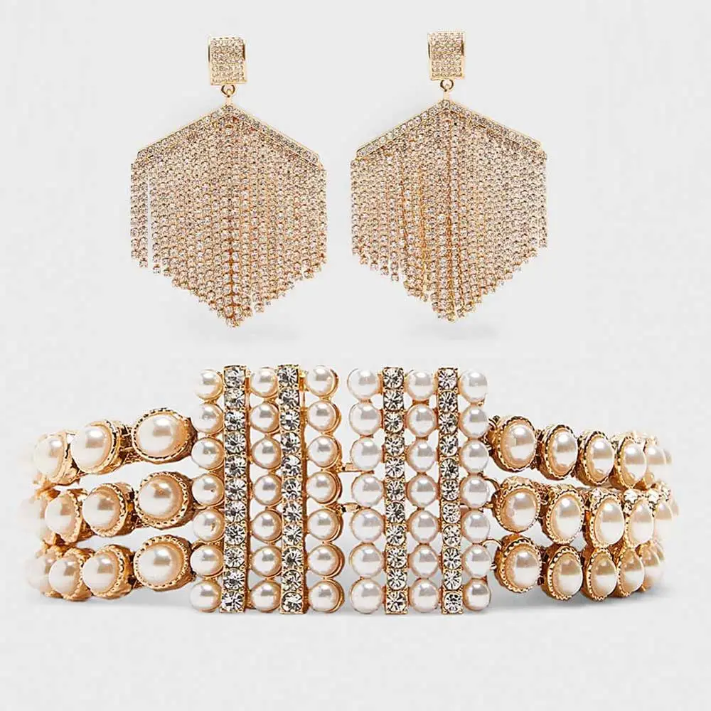 Girlgo Full Simulated Pearls Elegant Beaded ZA Belt for Women Boho Fashion Colorful Key Chain Accessories Jewelry Gift Wholesale - Окраска металла: Style 3