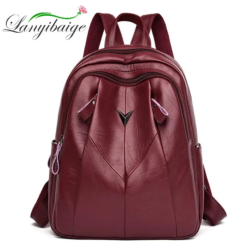 

LANYIBAIGE Sac A Dos Women Leather Backpack 2019 Multifunction Bagpack School Shoulder Bags For Teenage Girls Mochila Feminina