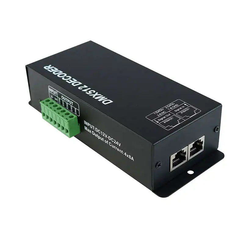 Dmx 512 декодер цифрового дисплея, Диммируемый драйвер Dmx512 контроллер для Led Rgbw ленточный светильник Rj45 соединительный Dc12-24V 20A(4 C