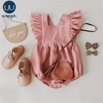 

Newborn Baby Girls Ruffles Rompers Bebe One-Pieces Summer Newborn Kids Sleeveless Backcross Girl Clothes Baby Playsuit Jumpsuits