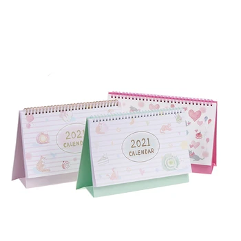 

1pc 2021 Cute Desktop Paper Calendar Dual Daily Scheduler Table Planner Yearly Agenda Size: 142*259mm