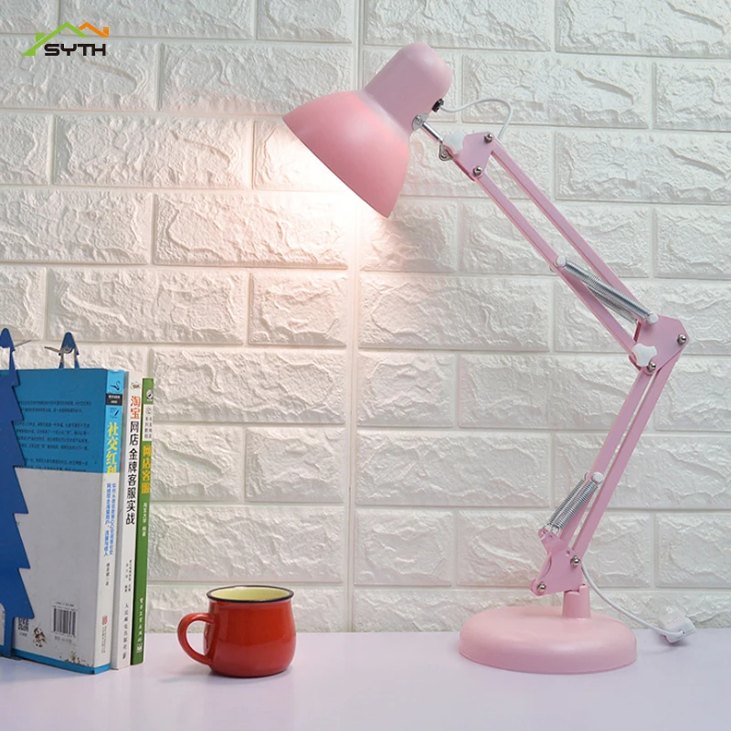 

LED long arm college dormitory desk lamp bedside eye protection learning folding small table lamp light touch switch table lamp