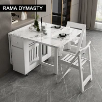 Yemek Masasi-Table à Manger Pliante Rectangulaire, Meuble Multifonctionnel, Chaises Pliantes, Mode pour Documents Blancs 2