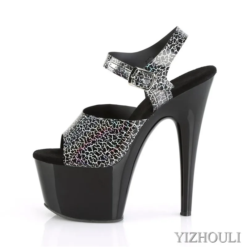 Cracked pattern vamp 15 cm high heels, 6 inch stiletto heels, club pole dancing practice performance, dancing shoes
