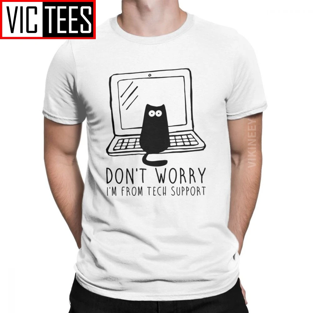 Мужская футболка I'm от Tech Support хлопковая забавная оверсайз с котами|Футболки| |