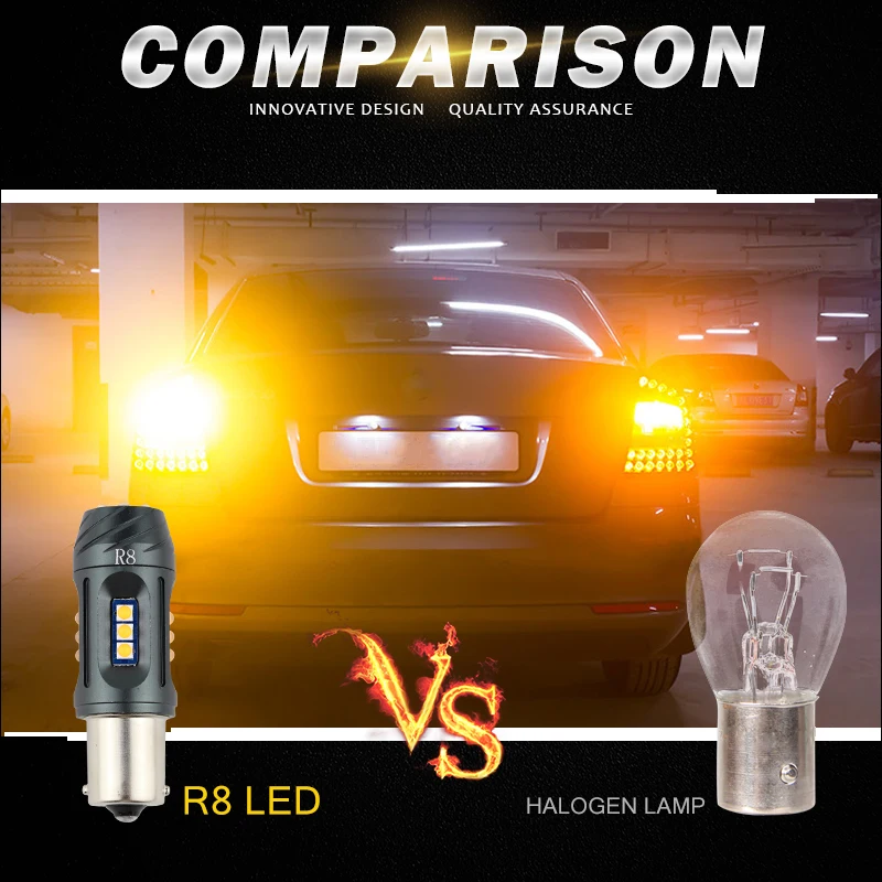 R8 автомобильный нет Hyper Flash Янтарный Желтый Белый W21W T20 1156 PY21W 7440 светодиодный лампы для поворотов Canbus 12V 18SMD 2500 люмен