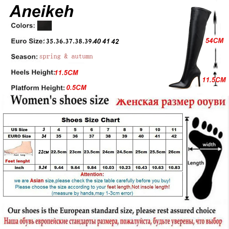 Aneikeh/женские сапоги выше колена; женские облегающие высокие сапоги черного цвета из лакированной кожи, обувь матовые на шпильке; сапоги на высоком каблуке туфли на высоком каблуке; женские сапоги; Botines Mujer Большой размер: 41, 42