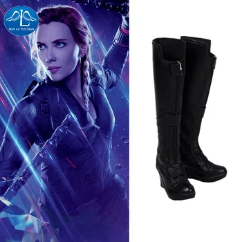 

Manluyunxiao Black Widow Cosplay High Boots Avengers End Game Superhero Natasha Romanoff Black ShoesHalloween Costume for Women