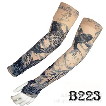 Татуировка ледяной рукав Карп Печатный вискоза манжета колледж Стиль Солнцезащитный УФ-защита охлаждающий рукав Татуировка рука рукав