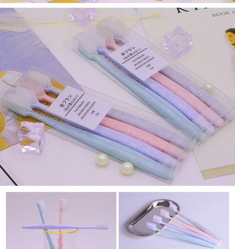 Simple Japanese-style Four Colors Brush Handle White Soft Hair Oral Care Gum Care Bed& Breakfast Travel Carriable Family 4 Inst