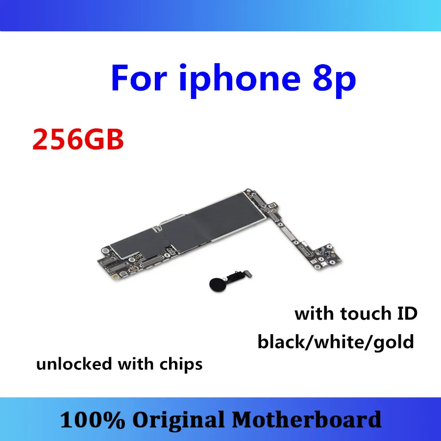 Материнская плата для iphone 8p 8 plus, материнская плата 256 ГБ, разблокированная с сенсорным ID, с чипами IOS, без icloud, материнская плата черного/белого/золотого цвета