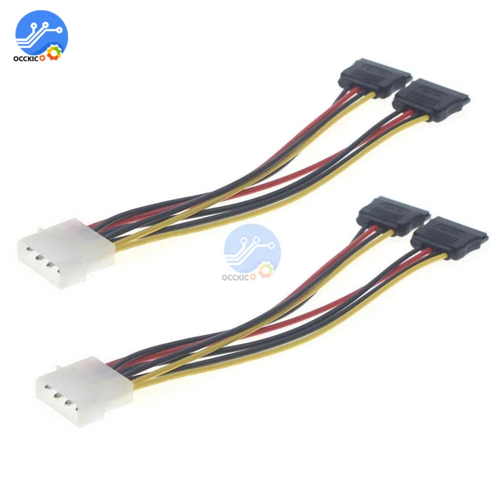 IDE Штекерный SATA гнездовой адаптер Кабельный соединитель 4 Pin Molex к 2 Serial ATA кабель
