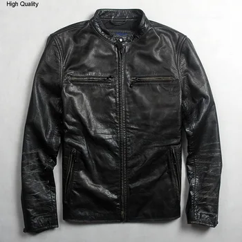 

Avirexmen men's vintage genuine leather jackets fashion real leather jacket male slim fit cowskin motorcycle biker jacket