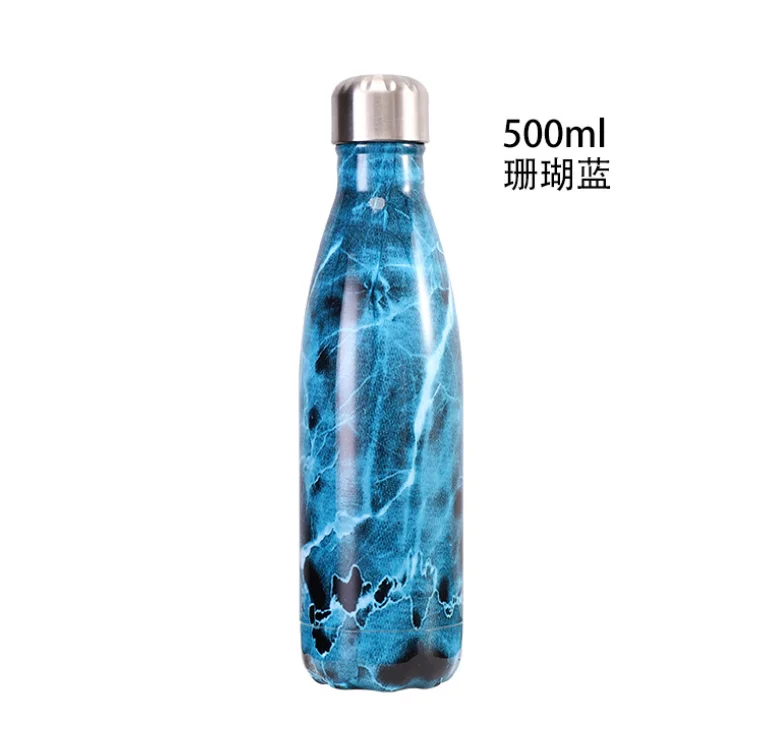 Синий DE 500 мл вакуумная фляжка Edelstahl Trinkflasche Becher Doublelayer isolierte Thermo - Цвет: Синий
