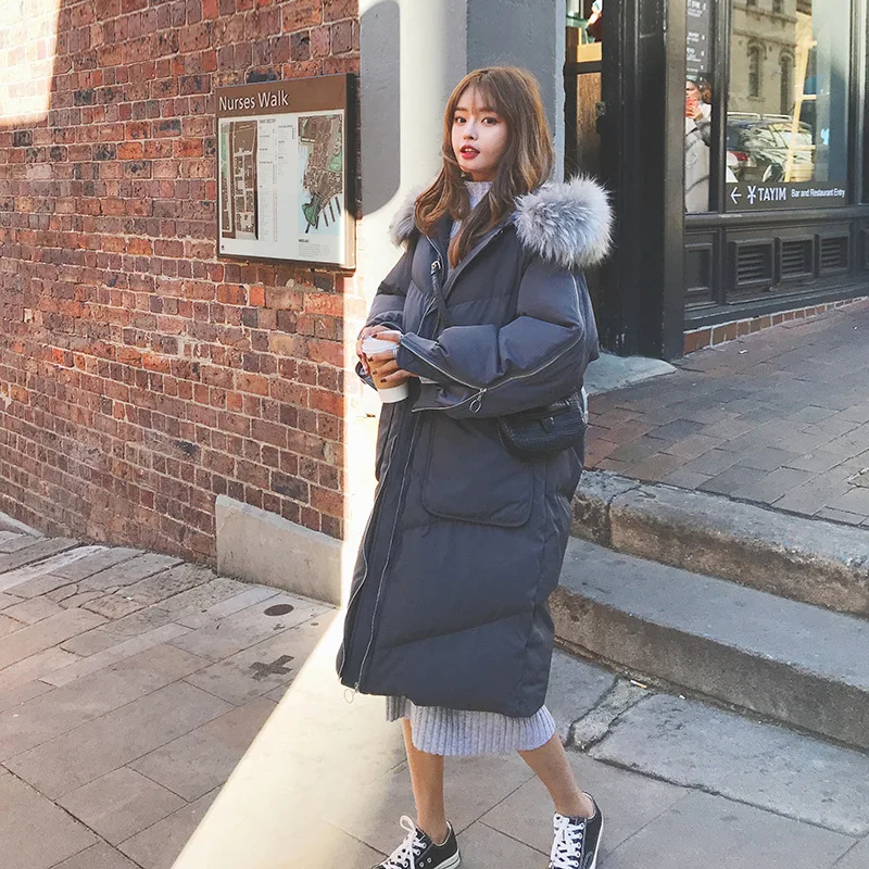 

Photo Shoot down Jacket Cotton-padded Clothes Women's Mid-length 2019 Winter New Style CHIC Korean-style Loose-Fit Large Fur Col