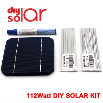 

112Watt Kit DIY Solar Panel 125X125 mm Mono crystall Solar Cell 100W 5X5" 100 W Tabbing Wire Buswire Flux Pen 100WATT Flexible