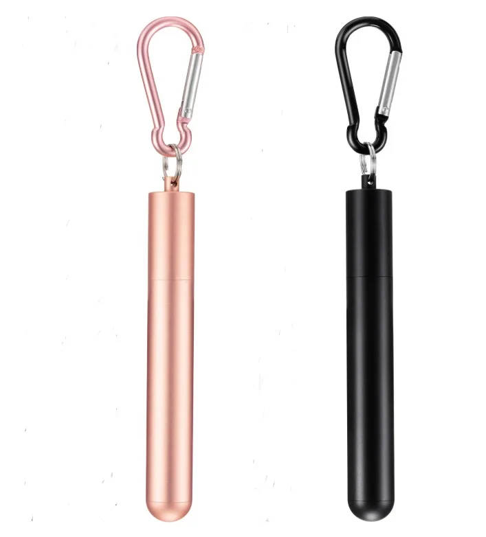 Portable Stainless Steel Telescopic Drinking Straw Reusable Straw Brush Set Kit Folding Drinking Straws for Travel Outdoor