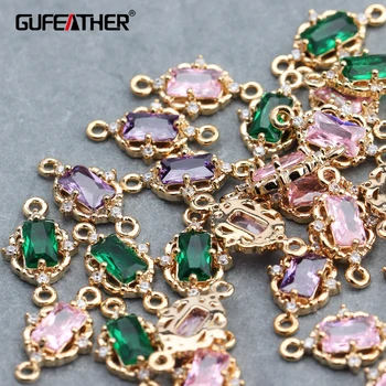 

GUFEATHER M617,jewelry accessories,diy earring,18k gold plated,0.3 microns,diy zircon pendant,jump ring,hand made,10pcs/lot