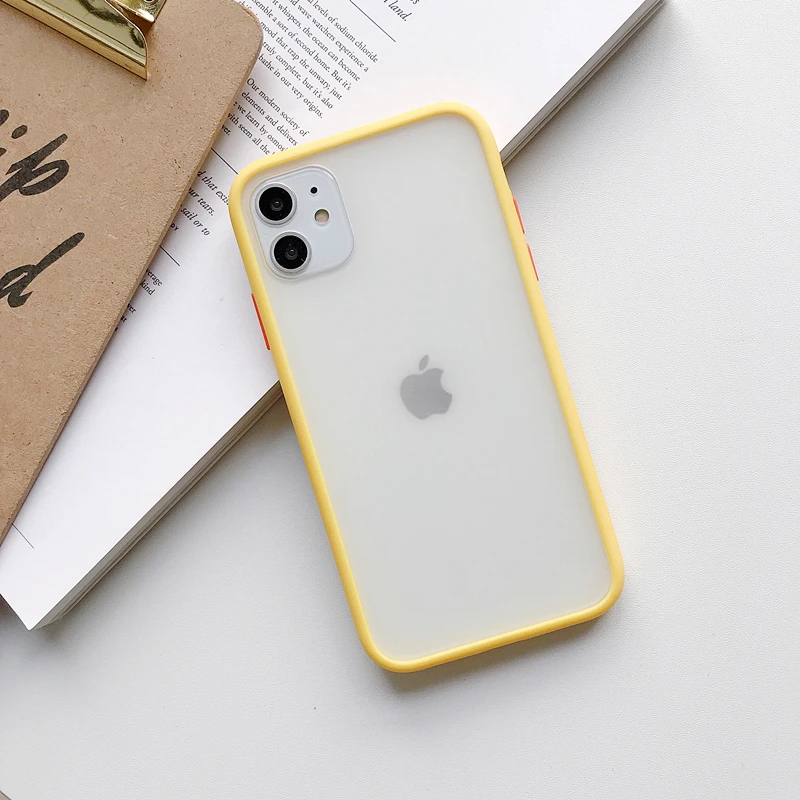 Прозрачный матовый чехол для iPhone 6, 7, 8 Plus, Силиконовый противоударный чехол для iPhone X, XR, XS Max, 11 Pro, прозрачный чехол - Цвет: Yellow