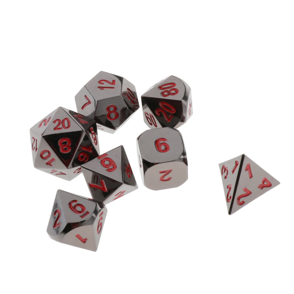 7pcs Embossed Metal Multi-sided Polyhedral Dice Set for Dungeons and Dragons Dice MTG DND RPG Table Games Board Game D20 D12 Set