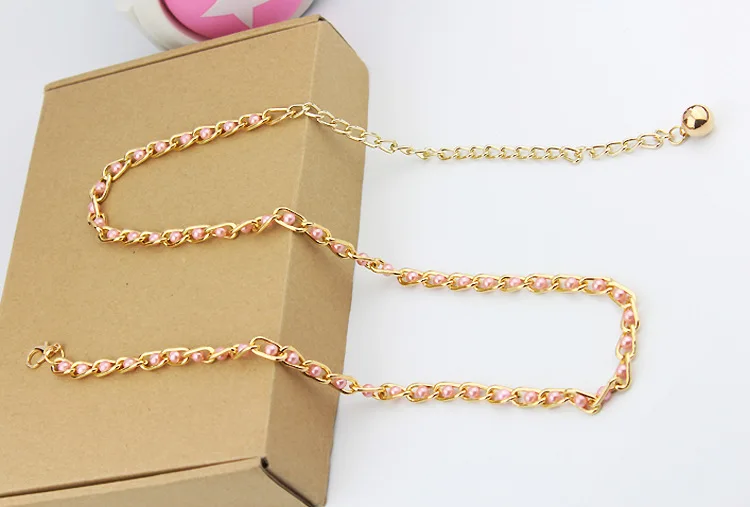 Women Girls Metal Waist Belt Body Chain Imitation Pearl Beads Waist Dress Chain Female ceinture luxury Belt For Women