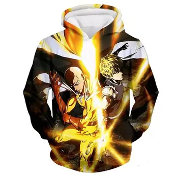 

2019 New Anime 3D Printed One Punch Man Hoodie Men Women Streetwear Sweatshirt Hip Hop Cartoon Funny Hooded Sweatshirt Hoodies