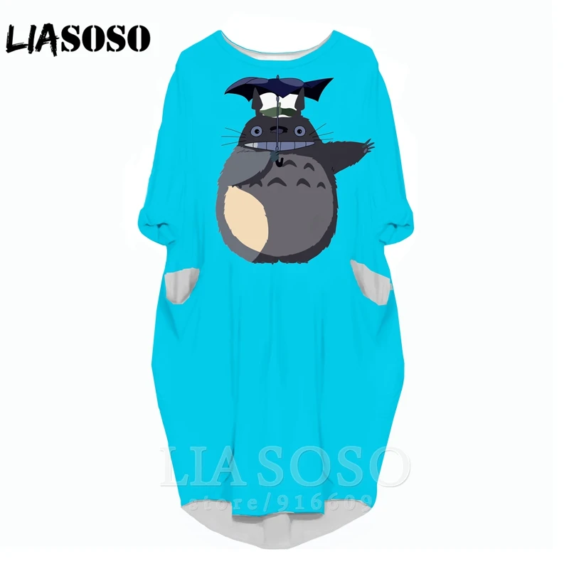 LIASOSO, аниме, 3d принт, Хаяо Миядзаки, аниме, платье для девочек, Забавное платье с Тоторо, милая мультяшная юбка Тоторо, платье с длинными рукавами для девочек - Цвет: 25