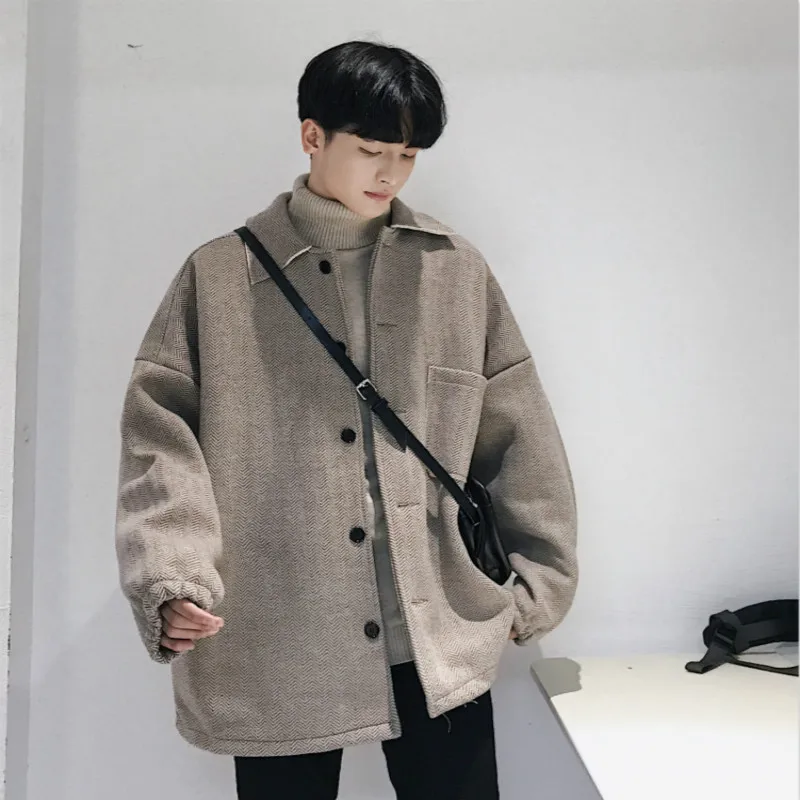 YASUGUOJI, новинка, стильные зимние куртки для мужчин, модные, английский стиль, в елочку, мужские пальто, свободные, мужские пальто, высокое качество