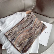 

Designer Brand Silk Scarf for Women Vintage Striped Shawl Wrap Female Long Soft Bandana Ladies Hijab Scarves Ladies Foulard