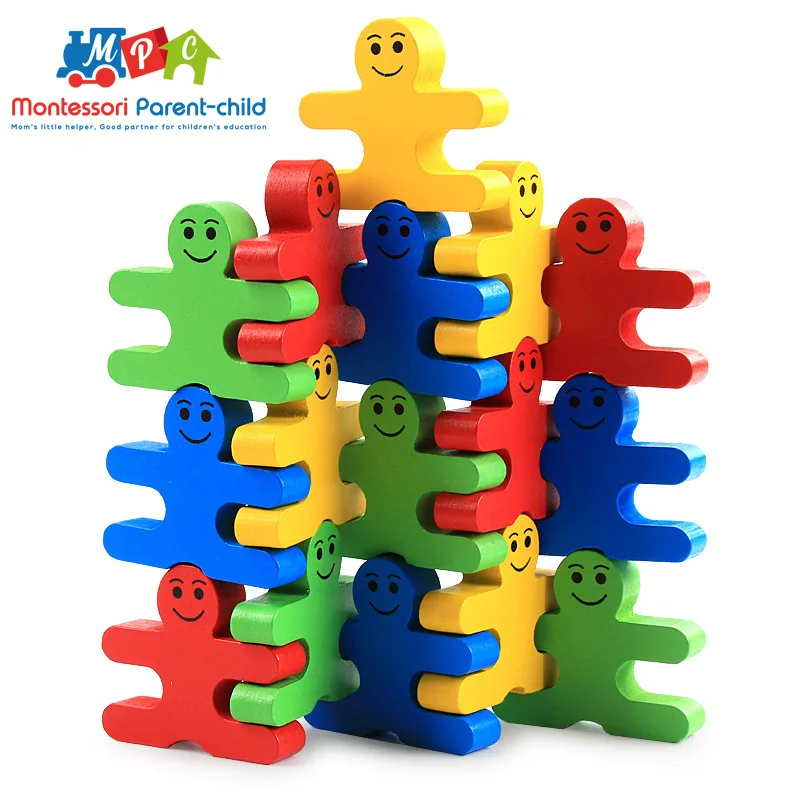Montessori Toy Wooden Children's Educational Toys Balance Small Person Game 16 Pieces / Set |
