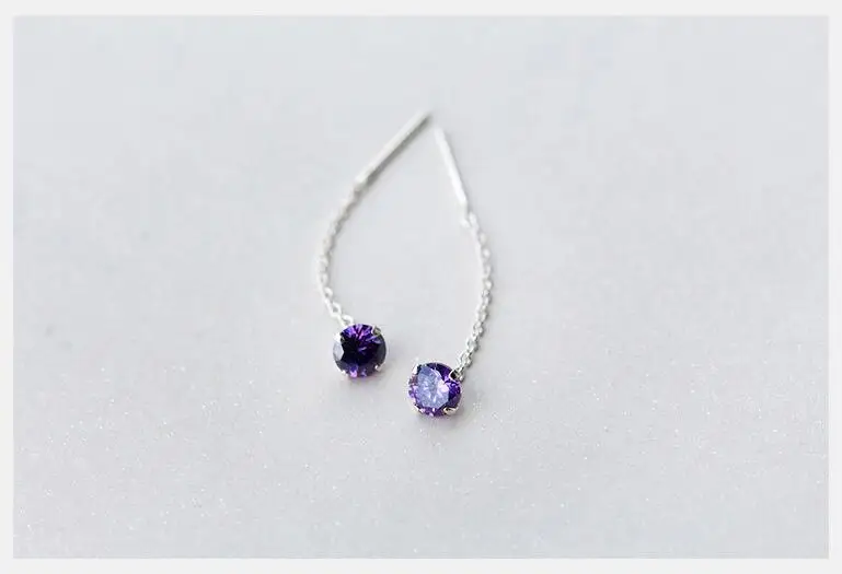 Purple Trusta, новая мода, 925 пробы, серебряные Висячие серьги, милый цвет, с цирконием, висячие серьги, подарок для девочек, друзей, DS183 - Окраска металла: Purple
