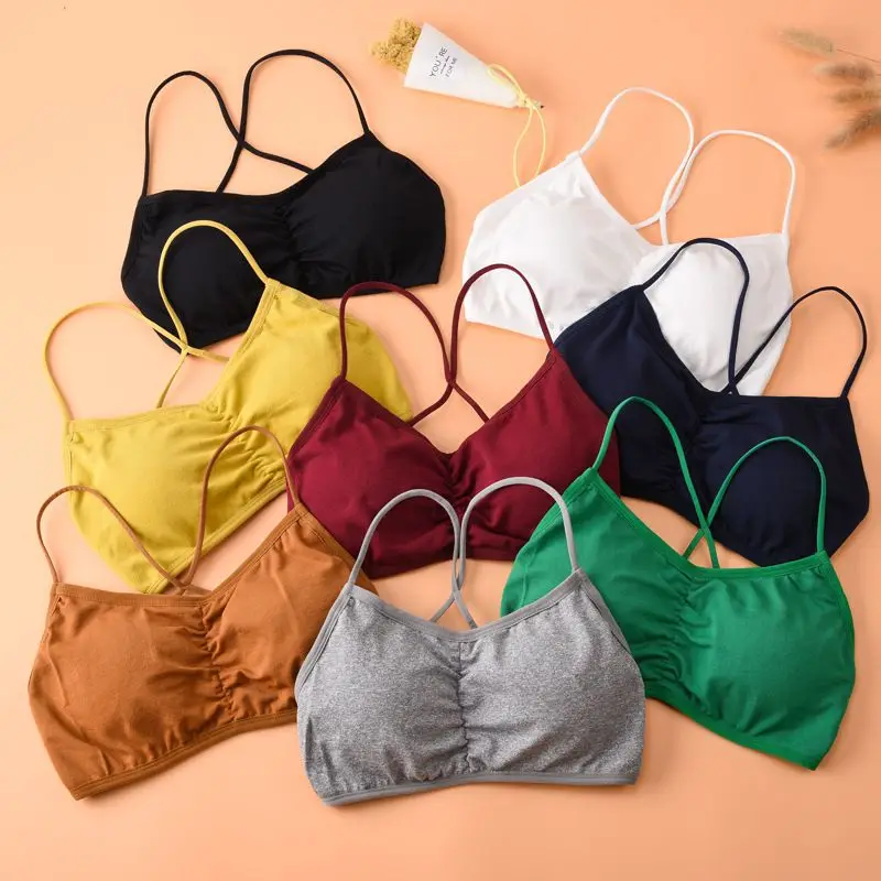 

Women Wire Free Push Up Bra Lingerie Soft Comfort Sleep Underwear Backless Bandage Cross Breathable Bra For Women