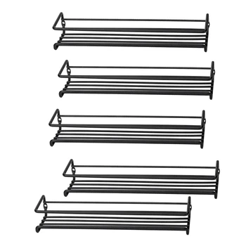 

Set of 5 Wall-Mount Spice Rack Organizers,Metal Hanging Racks for Cabinet Door or Pantry Door Kitchen Cupboard
