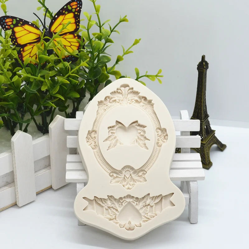 Love Leaf Photo Frame Silicone Mold Resin Kitchen Baking Tool DIY Cake Pastry Fondant Moulds Chocolate Dessert Lace Decoration