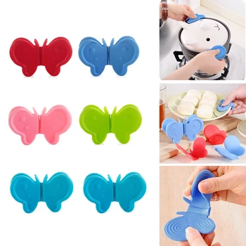 

6 Pcs Butterfly Shaped Silicone Fridge Magnet Kitchen Tools Insulation Plate Clamp Heat Proof Oven Plate Dish Tray Clip Holder