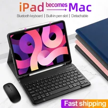 Para iPad 10,2 de 2019 de 2020 funda para teclado de ratón para iPad 5th 6th 7th 8th generación de aire 2 3 4 10,9 Pro 12,9 de 9,7 de 10,5 11 2018 cubierta