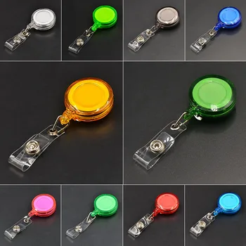 

1PC Transparent Random Color Badge Clip Easy To Pull Buckle ABS ID Button Circular Extension Document Button Holder Transparent
