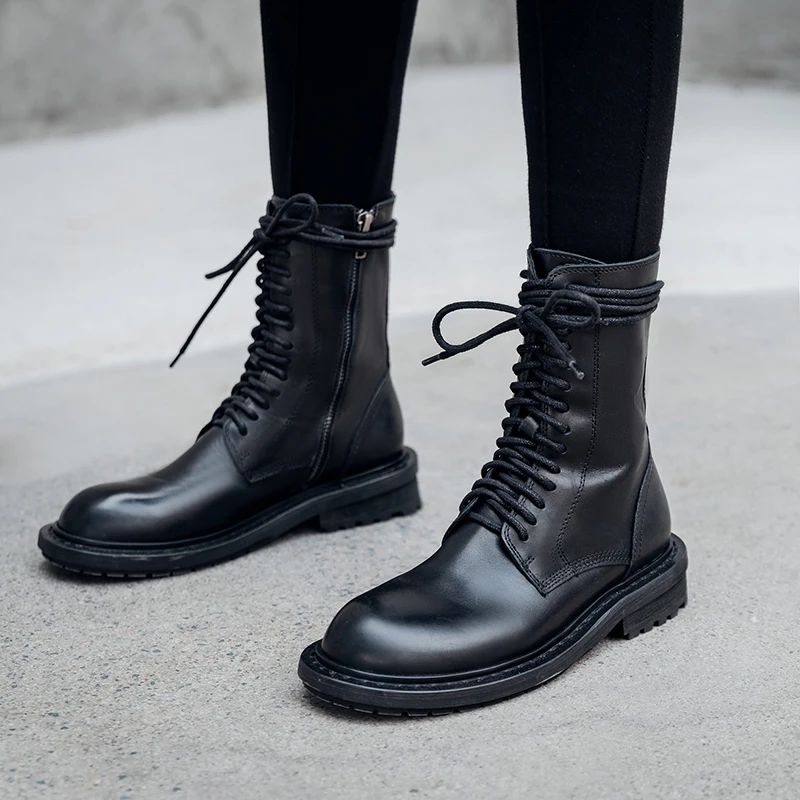 Women Martin Boots British style Leather Ankle Motorcycle Boots Female Platform Boots Punk Combat Ankle Boots Women Shoes 2019