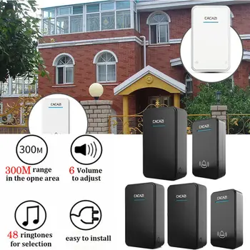 

2Pcs/3Pcs Wireless Doorbell Waterproof Plug-in Cordless Door Chime Kit 300M 48 Songs With Battery Home Office Villa Factory