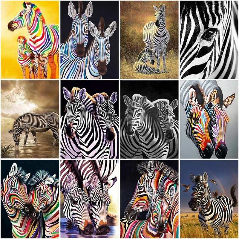 

DIY 5D Diamond Painting Zebra Diamond Embroidery Cross Stitch New 2020 Full Round Rhinestones Pictures Animal Mosaic Wall Decor