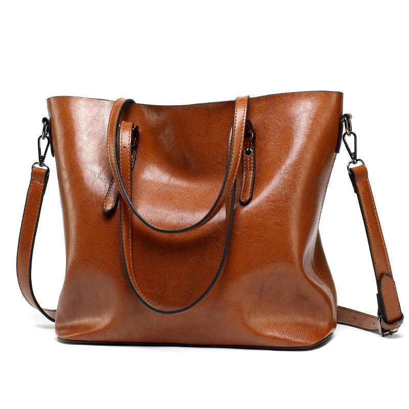 Женские сумки, модные однотонные сумки на плечо из искусственной кожи, женские повседневные мягкие большие сумки, высокое качество, женская сумка на молнии - Цвет: brown