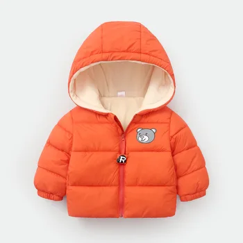 

Children's warm cotton padded jacket boy girl down cotton padded jacket babies' thick children's Pure color jacket